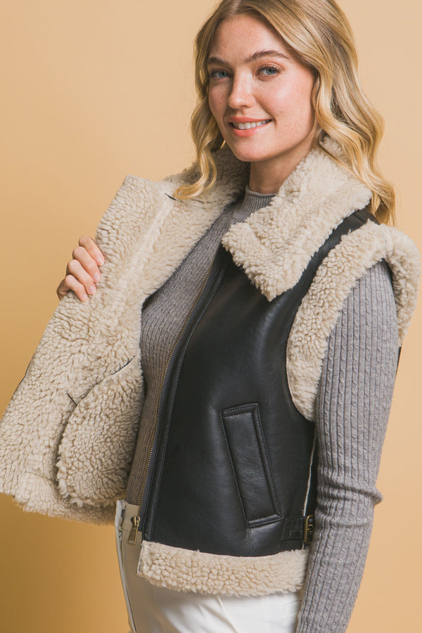 Jackie Leather Sherpa Vest