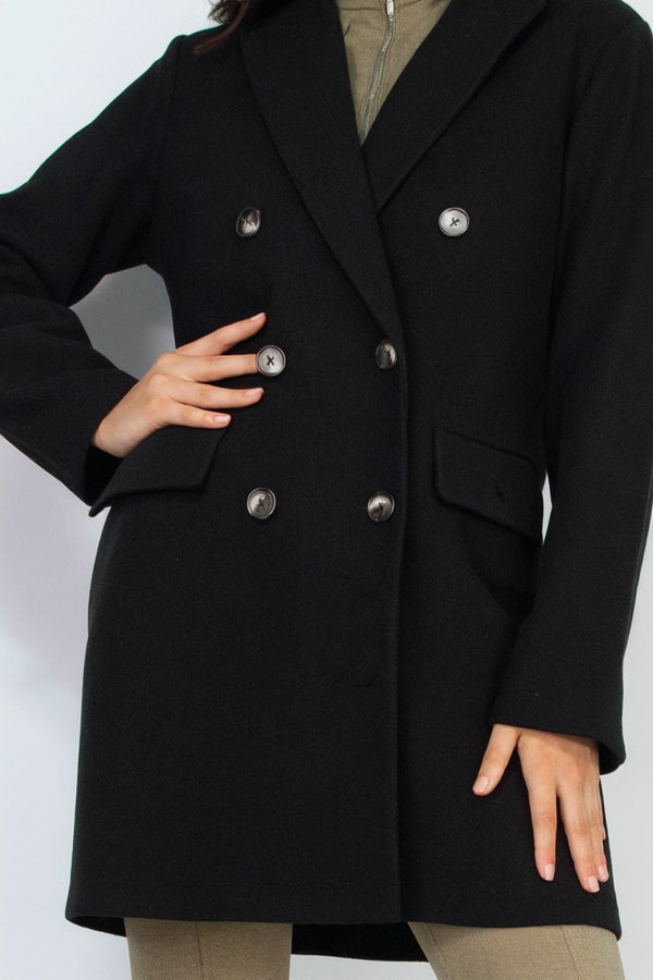 DAISY Solid Double-Breasted Lapel Coat